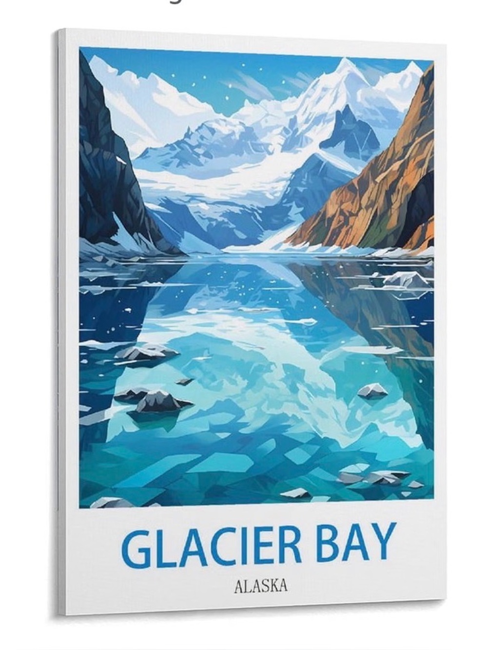 Glacier Bay Alaska Art Print - Blue Mountain Lake Poster. 16x24